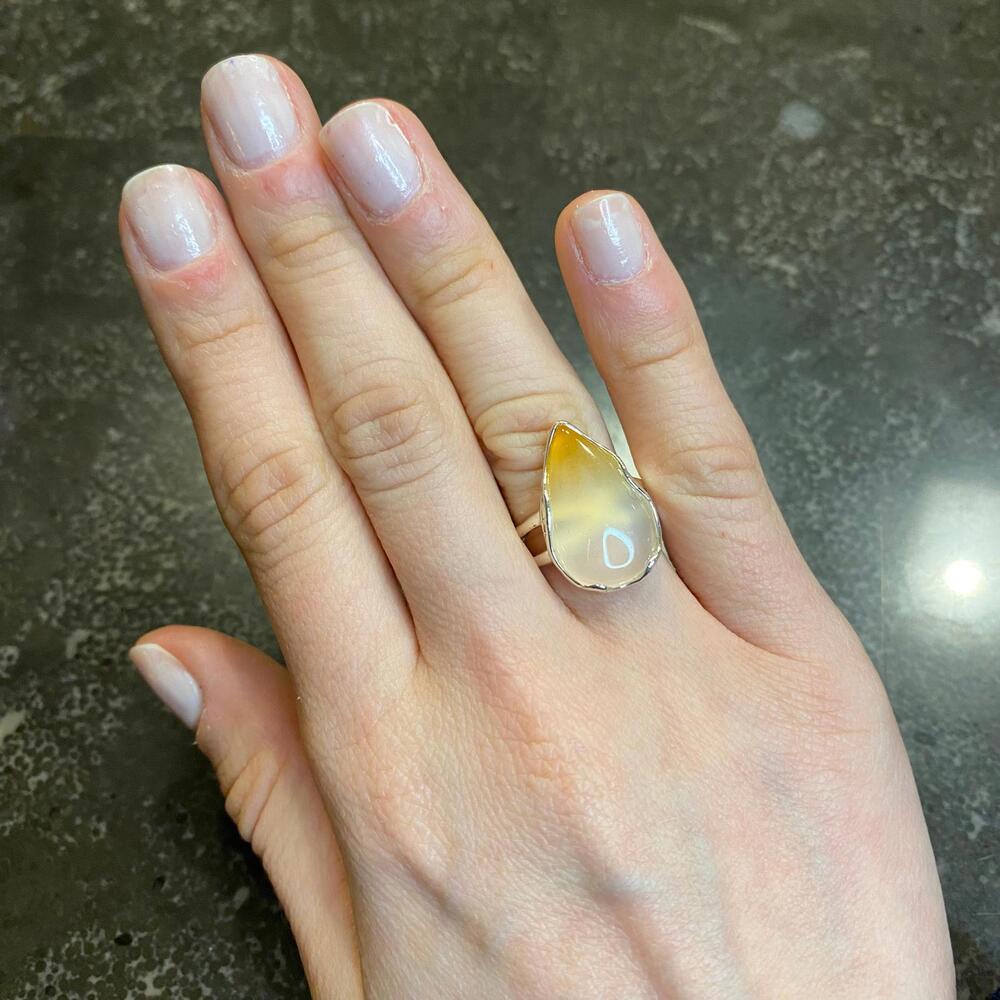Natural Agate Pear Shape Ring Size 5.5 - Picture 1 of 2